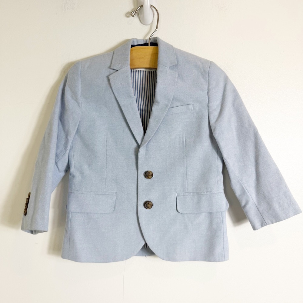 H&M Blazer Boys 2-3Y Light Blue Striped Lining Formal Suit Jacket